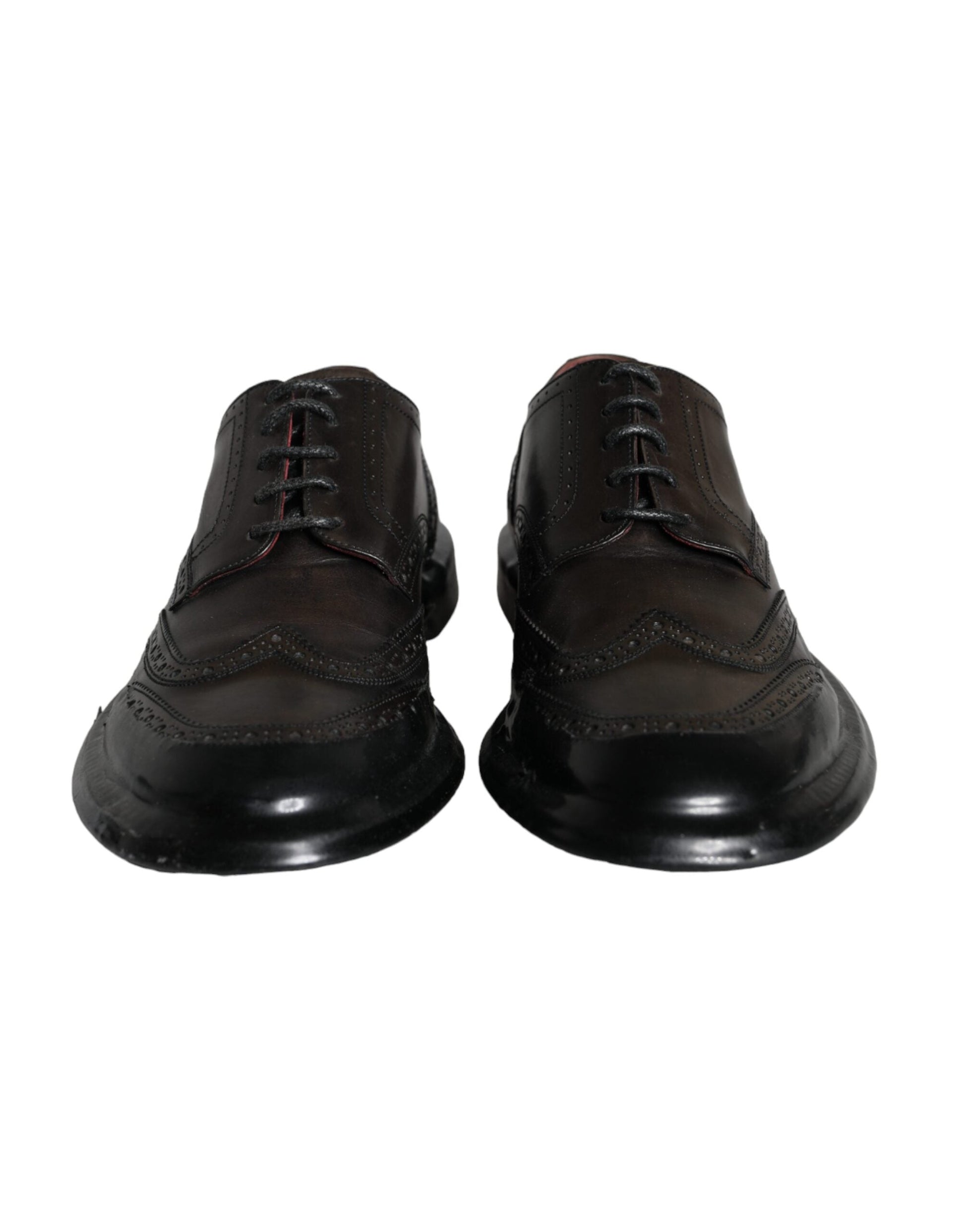 Dolce & Gabbana Black Leather Oxford Wingtip Formal Men Shoes - EU42/US9