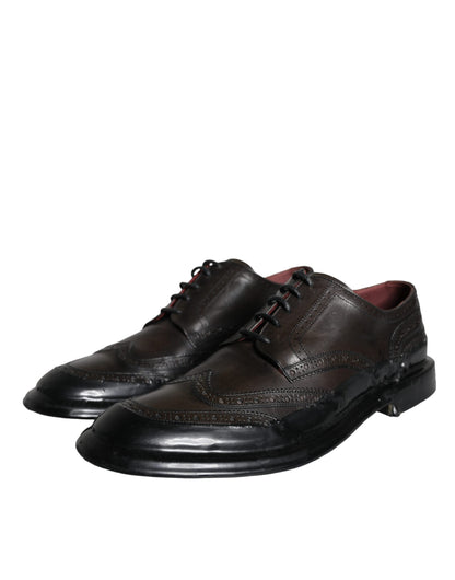 Dolce & Gabbana Black Leather Oxford Wingtip Formal Men Shoes - EU42/US9