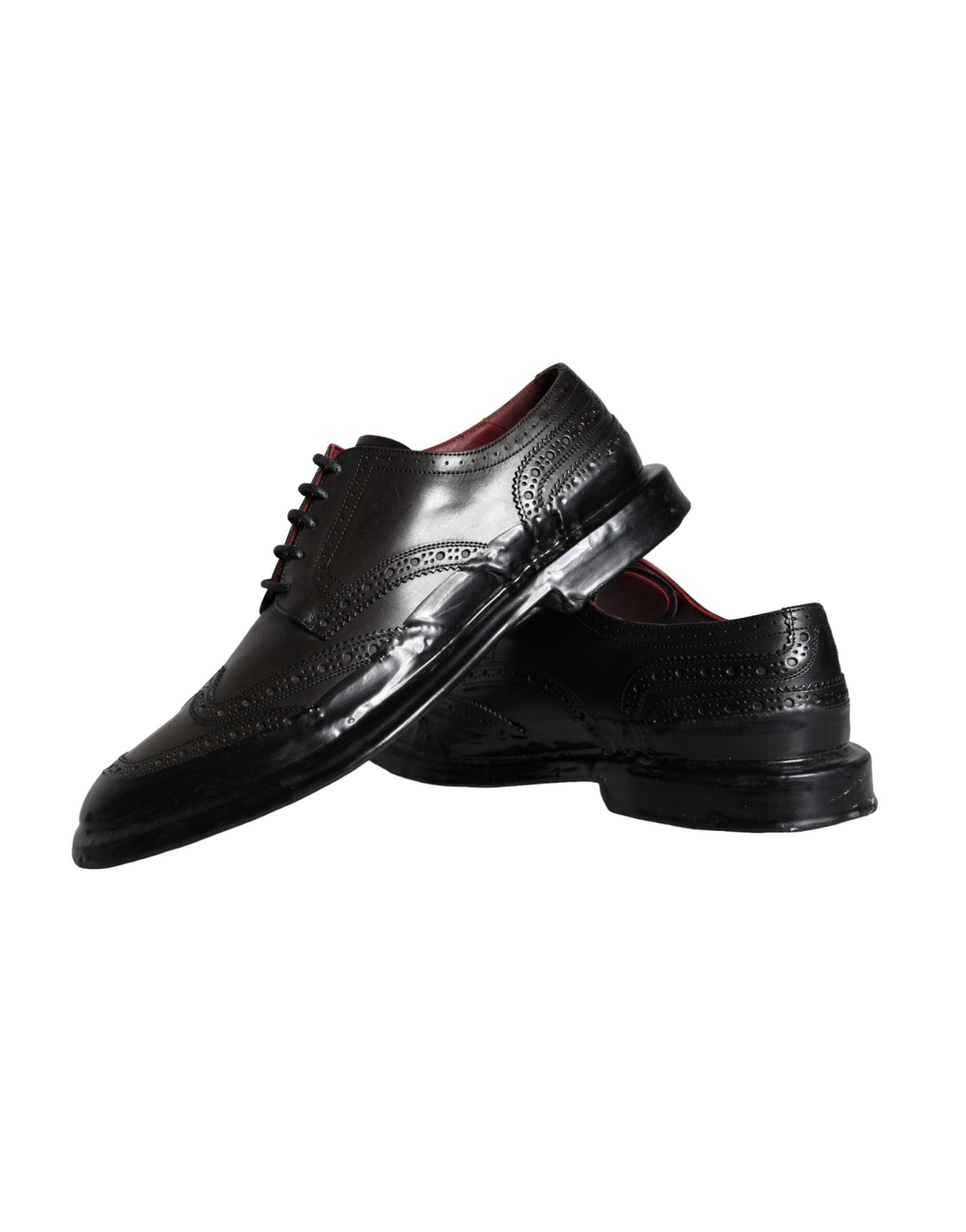 Dolce & Gabbana Black Leather Oxford Wingtip Formal Men Shoes - EU42/US9