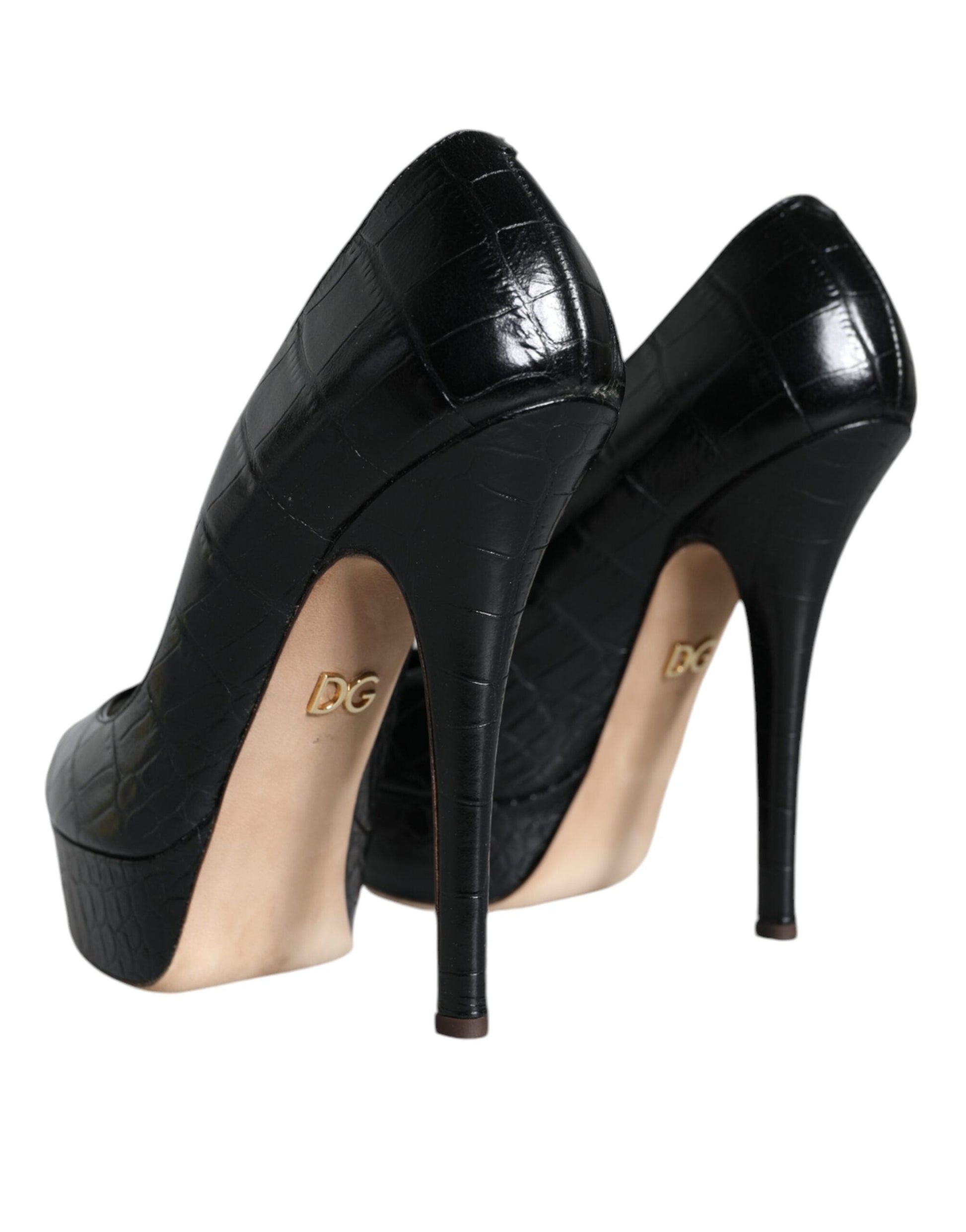 Dolce & Gabbana Black Leather Platform Heels Pumps Shoes - EU39/US9