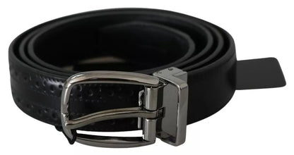 Dolce & Gabbana Black Leather Silver Metal Buckle Classic Belt - 95 cm / 38 Inches