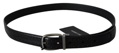 Dolce & Gabbana Black Leather Silver Metal Buckle Classic Belt - 95 cm / 38 Inches