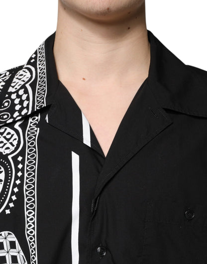 Dolce & Gabbana Black Logo Button Down Short Sleeve Shirt - IT40 | M