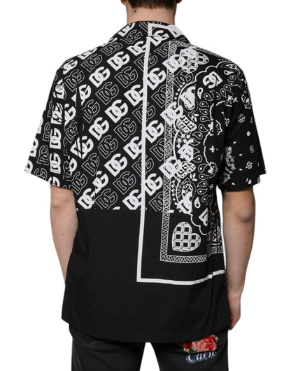 Dolce & Gabbana Black Logo Button Down Short Sleeve Shirt - IT40 | M