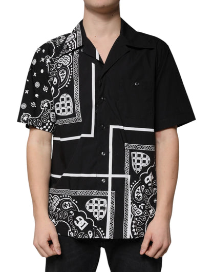 Dolce & Gabbana Black Logo Button Down Short Sleeve Shirt - IT40 | M