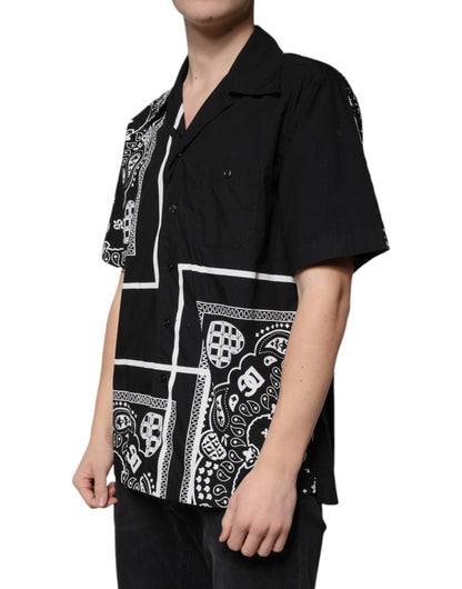 Dolce & Gabbana Black Logo Button Down Short Sleeve Shirt - IT40 | M