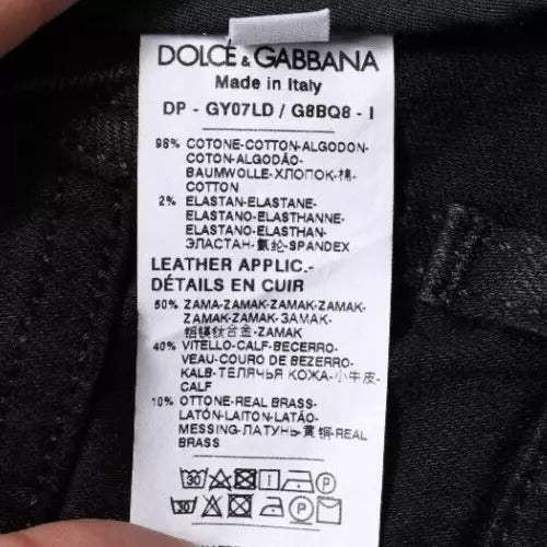 Dolce & Gabbana Black Logo Cotton Stretch Skinny Denim Jeans - IT58 | XXL