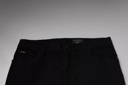 Dolce & Gabbana Black Logo Cotton Stretch Skinny Denim Jeans - IT58 | XXL