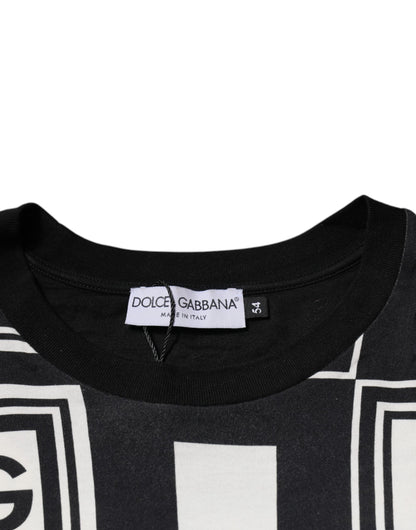 Dolce & Gabbana Black Logo Monogram Cotton Crew Neck T-shirt - IT54 | XL