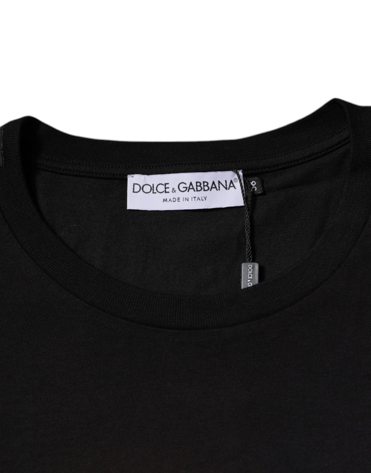 Dolce & Gabbana Black Logo Print Cotton Crew Neck T-shirt - IT58 | 3XL