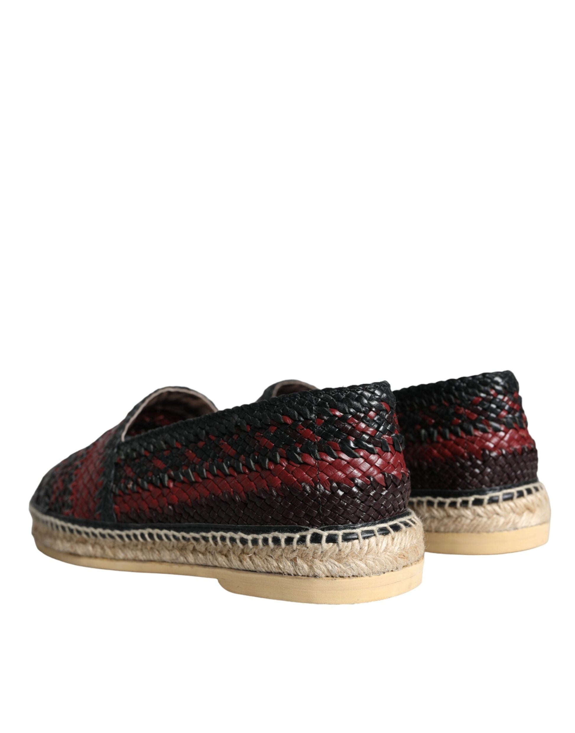 Dolce & Gabbana Black Maroon Woven Leather Buffalo Men Espadrille Shoes - EU42/US9