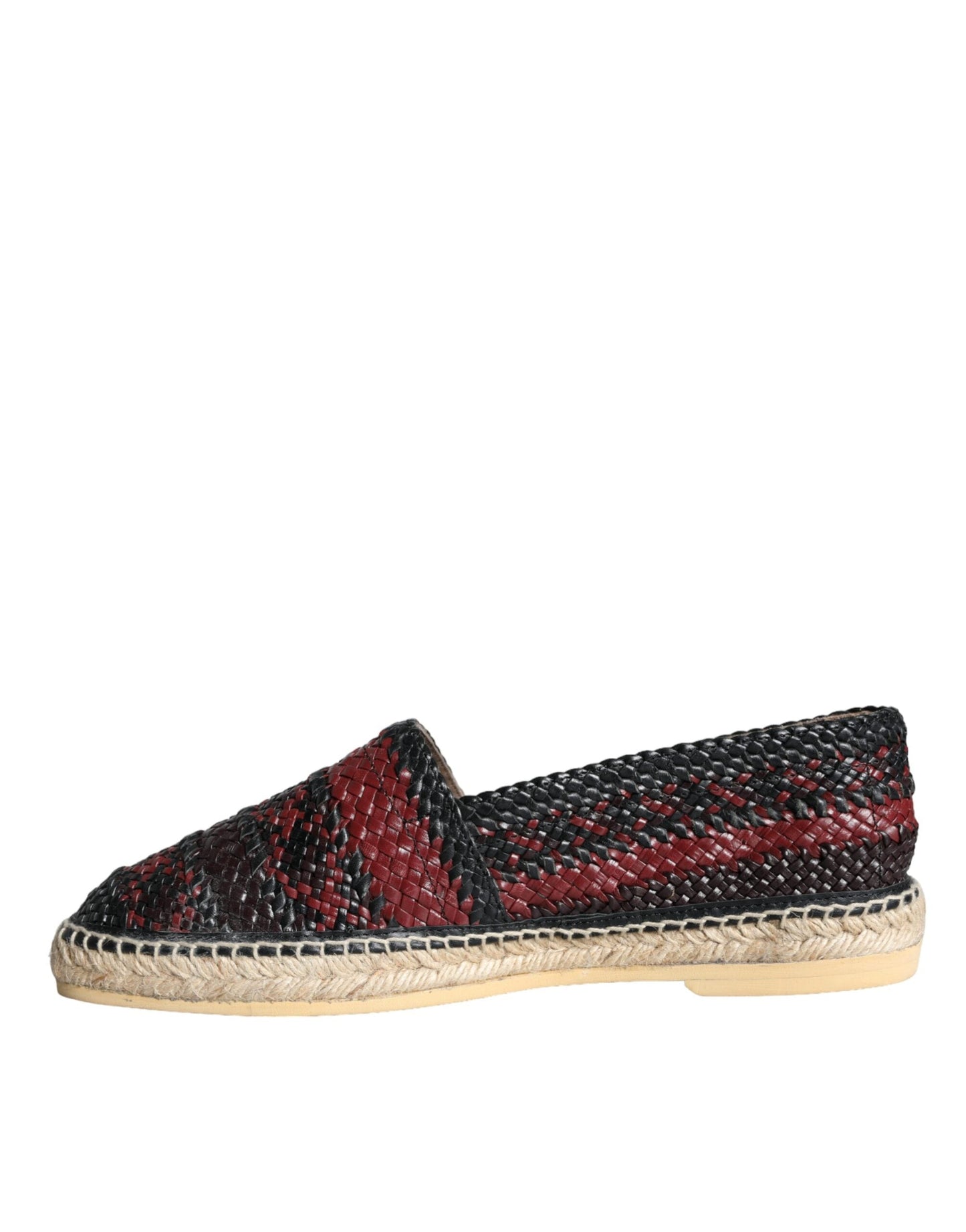 Dolce & Gabbana Black Maroon Woven Leather Buffalo Men Espadrille Shoes - EU42/US9