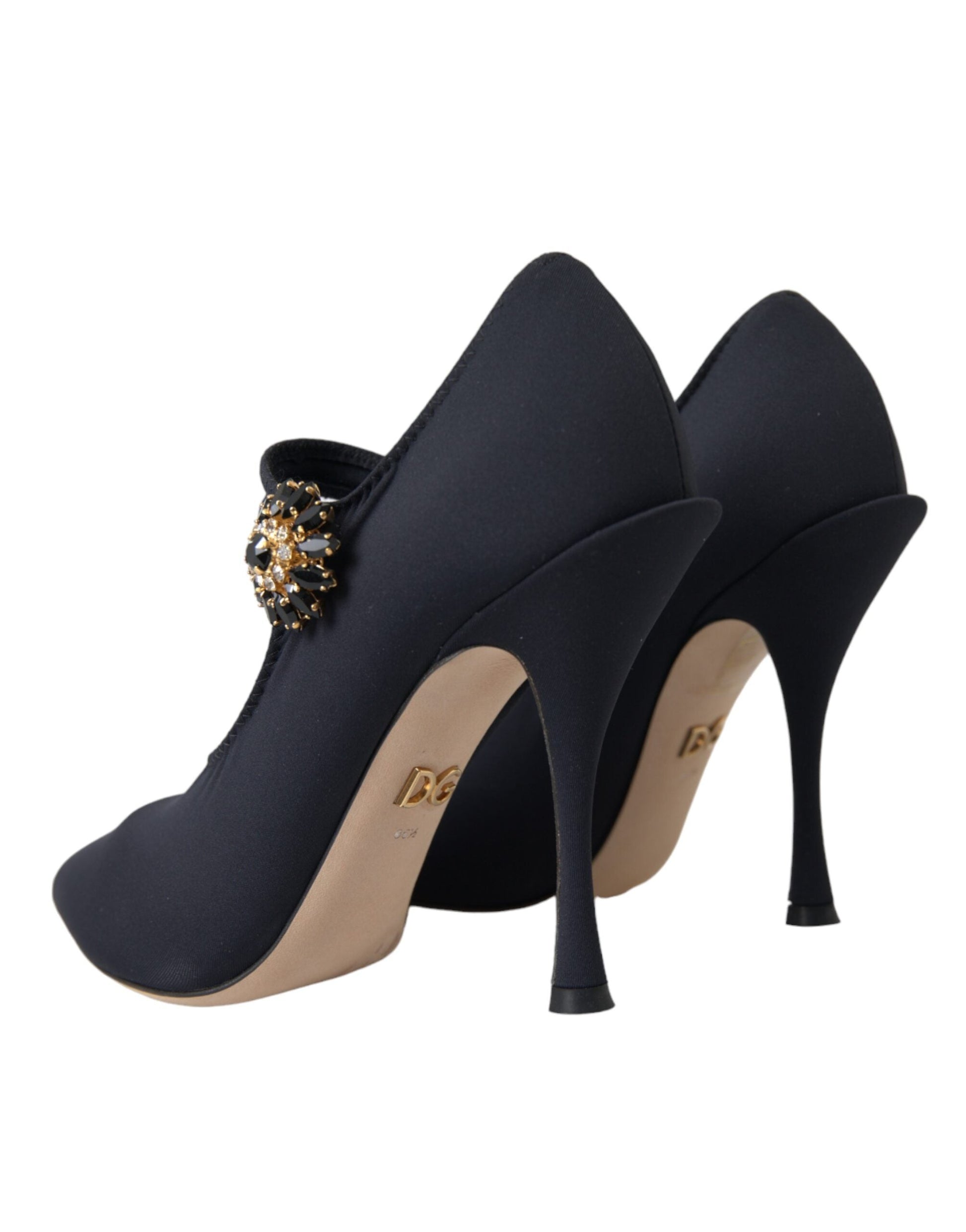 Dolce & Gabbana Black Mary Jane Jersey Crystal Pumps Shoes - EU36.5/US6