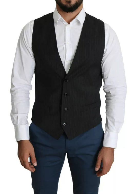 Dolce & Gabbana Black Men Formal STAFF Dress Waistcoat Vest - IT48 | M