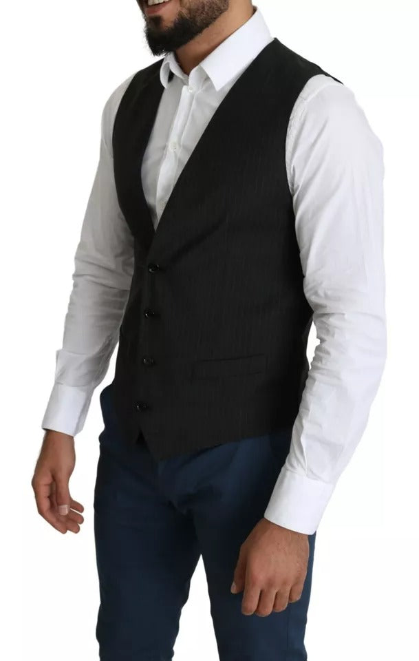 Dolce & Gabbana Black Men Formal STAFF Dress Waistcoat Vest - IT48 | M