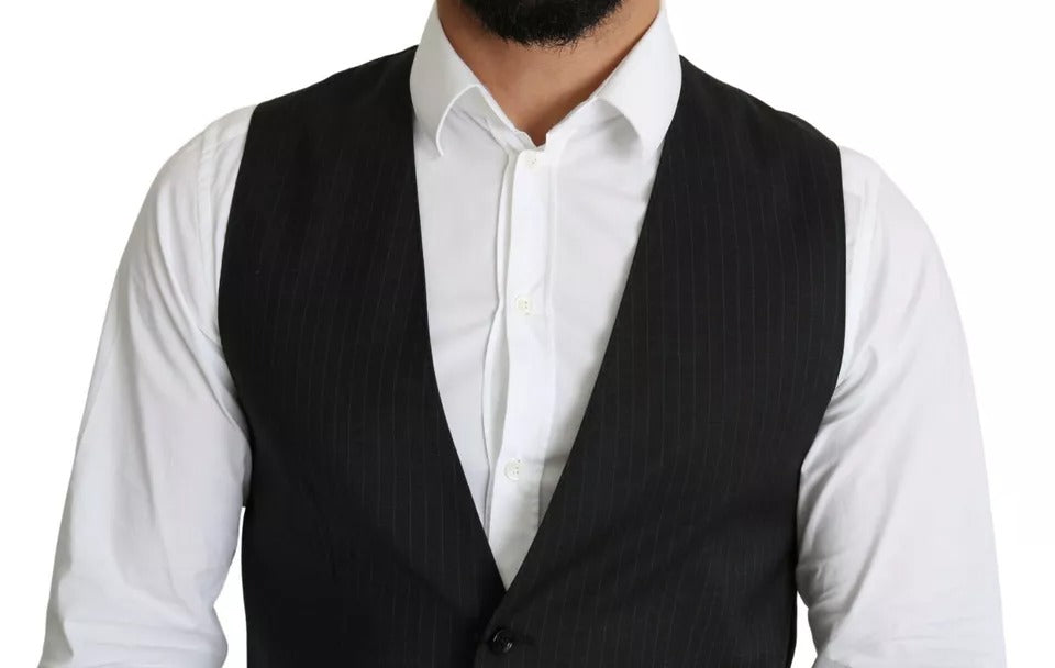 Dolce & Gabbana Black Men Formal STAFF Dress Waistcoat Vest - IT48 | M