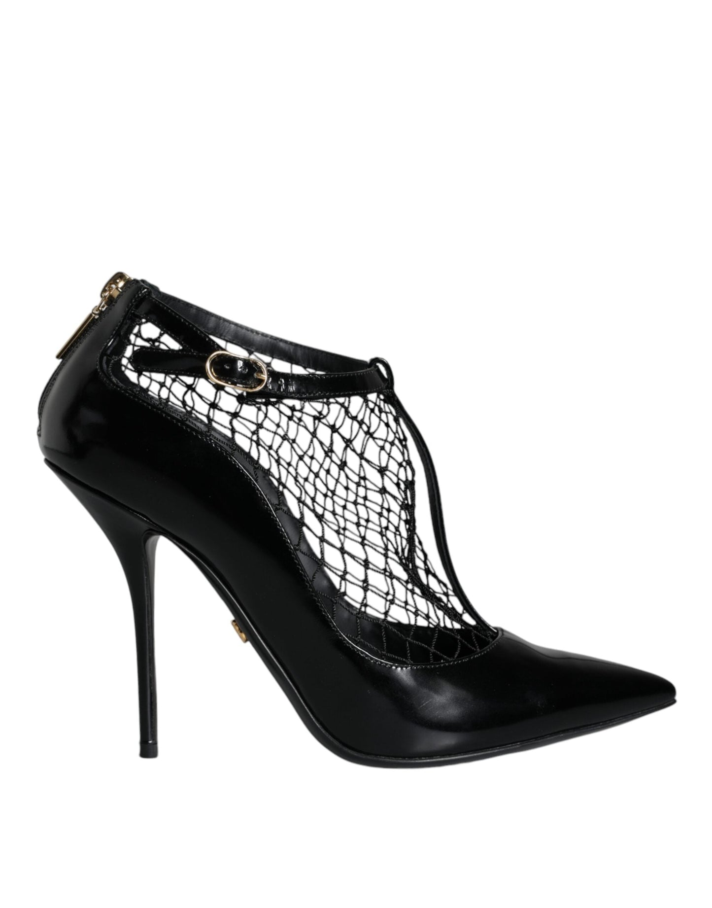 Dolce & Gabbana Black Mesh Patent Leather Heels Pumps Shoes - EU38.5/US8.5