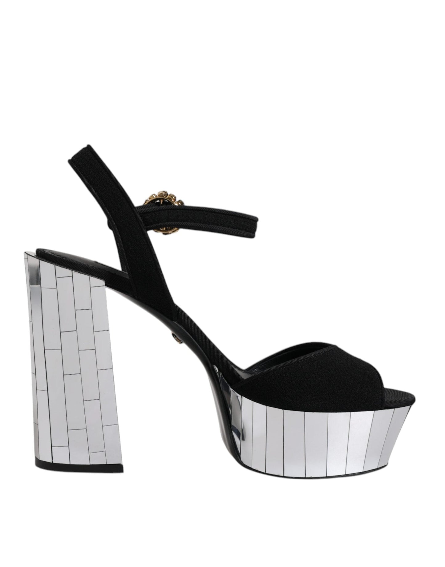 Dolce & Gabbana Black Mirror Heels Platform Sandals Shoes - EU38.5/US8.5