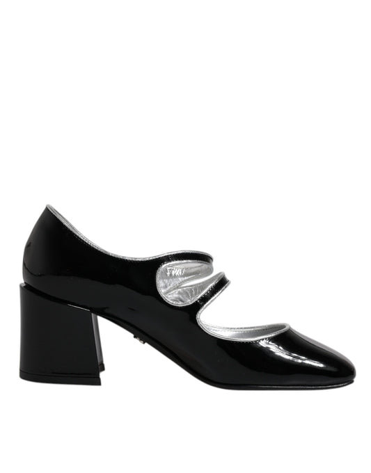 Dolce & Gabbana Black Patent Leather Crystal Mary Jane Pumps Shoes - EU35/US5