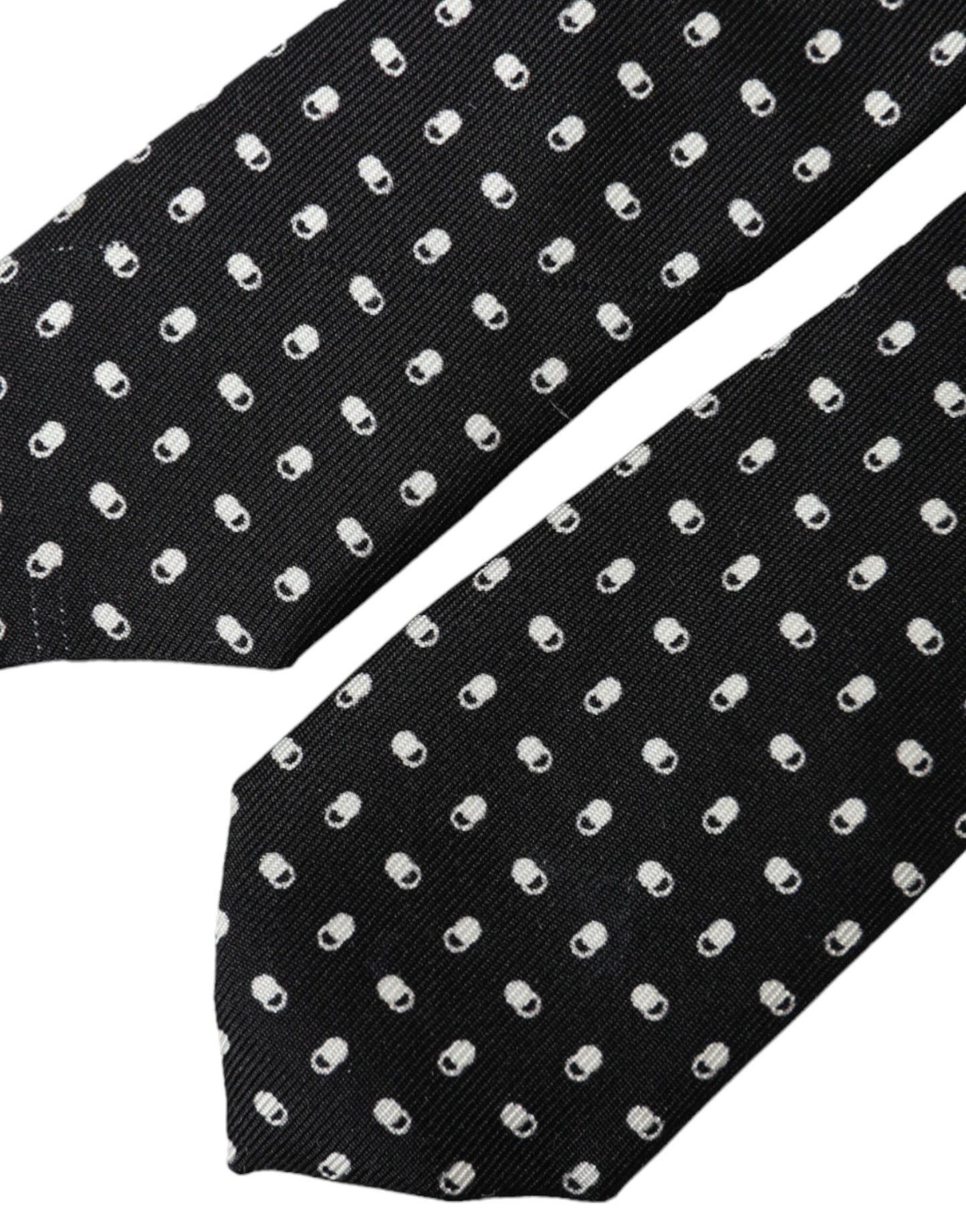 Dolce & Gabbana Black Patterned 100% Silk Adjustable Tie