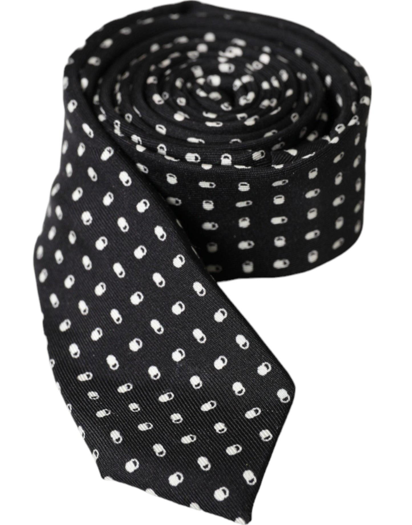 Dolce & Gabbana Black Patterned 100% Silk Adjustable Tie