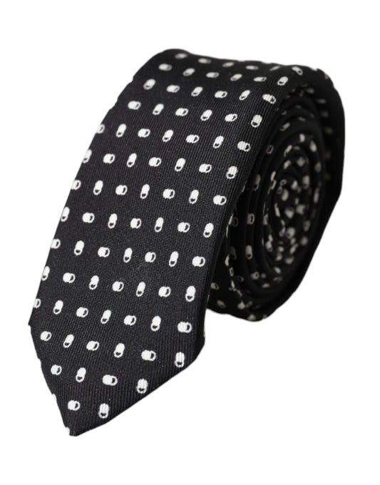 Dolce & Gabbana Black Patterned 100% Silk Adjustable Tie