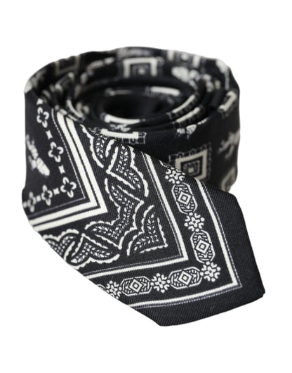 Dolce & Gabbana Black Patterned 100% Silk Adjustable Tie