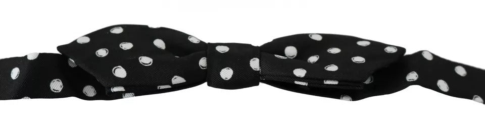 Dolce & Gabbana Black Polka Dots Adjustable Neck Bow Tie