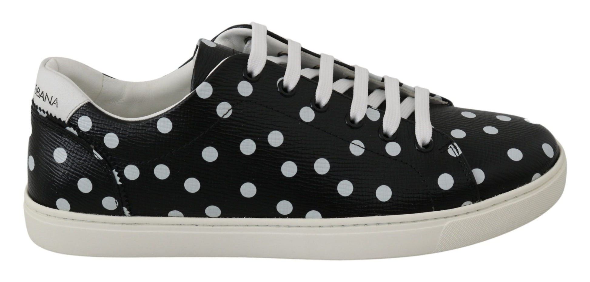 Dolce & Gabbana Black Polka Dotted Leather Sneakers - EU35.5/US5