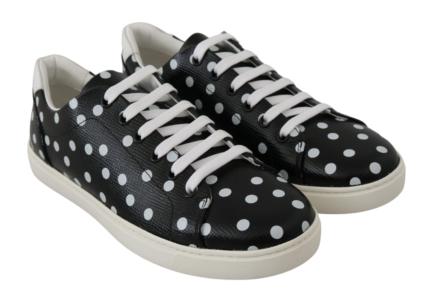 Dolce & Gabbana Black Polka Dotted Leather Sneakers - EU35.5/US5