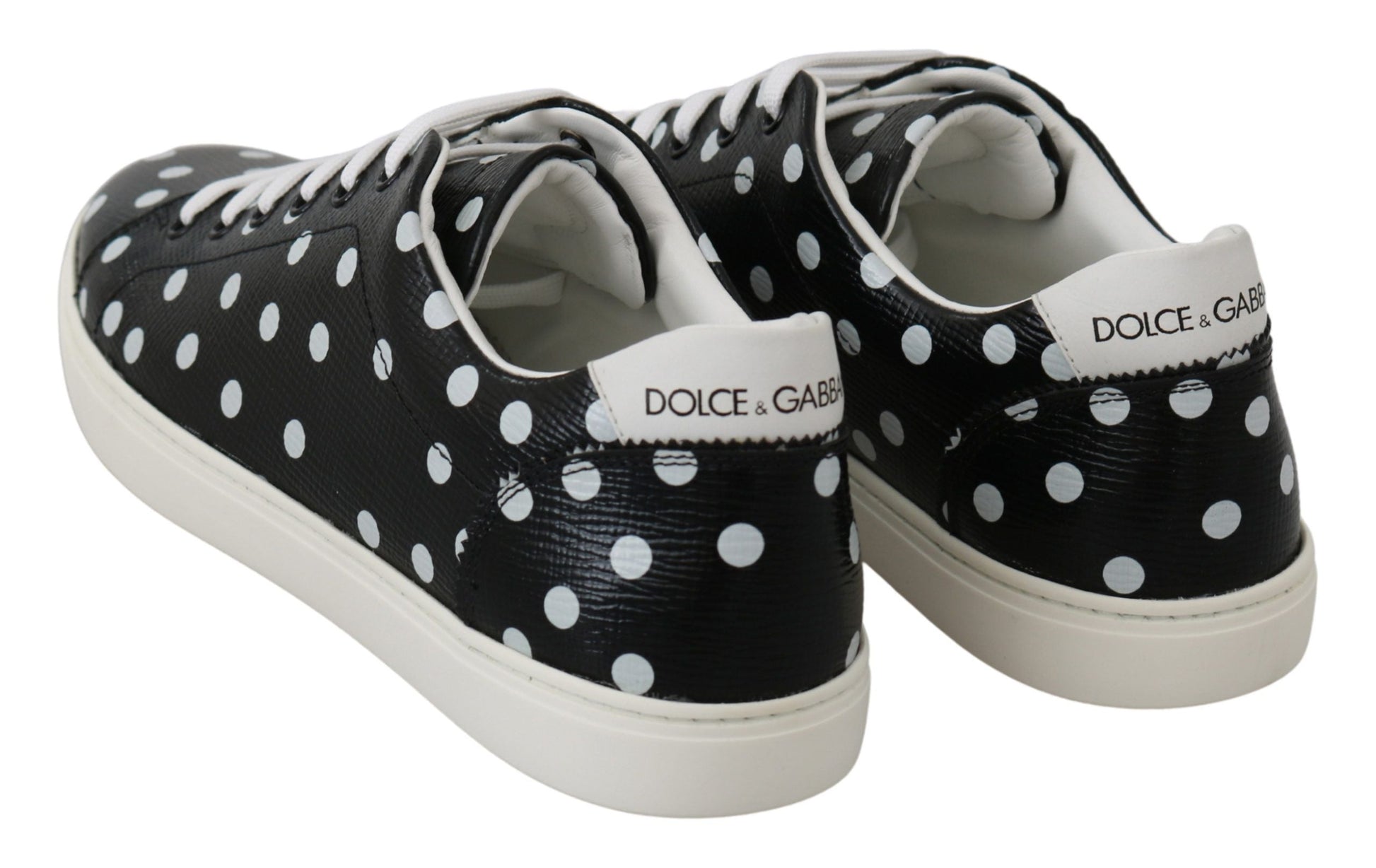 Dolce & Gabbana Black Polka Dotted Leather Sneakers - EU35.5/US5