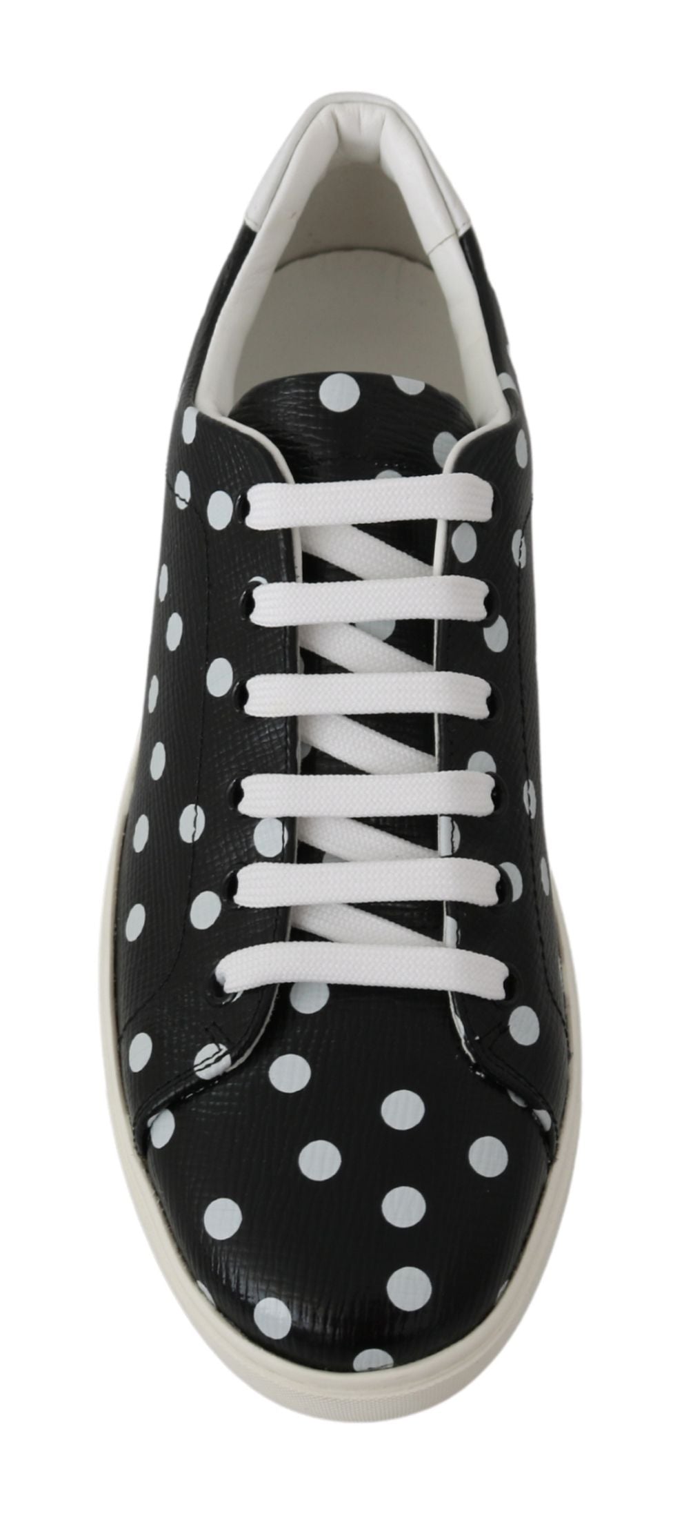 Dolce & Gabbana Black Polka Dotted Leather Sneakers - EU35.5/US5