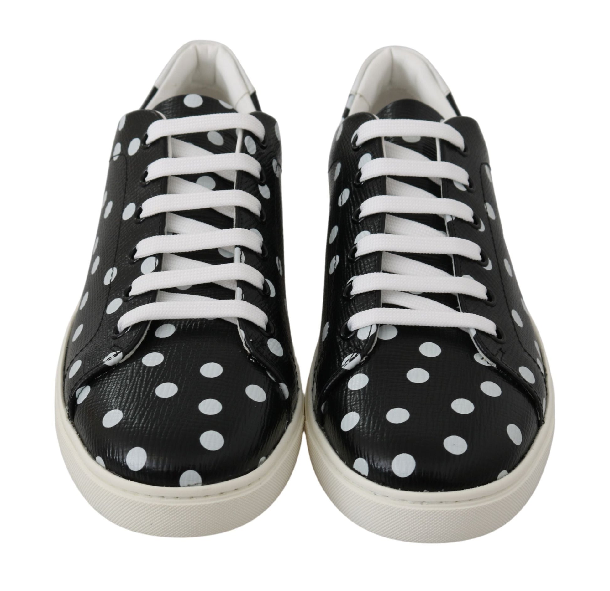 Dolce & Gabbana Black Polka Dotted Leather Sneakers - EU35.5/US5