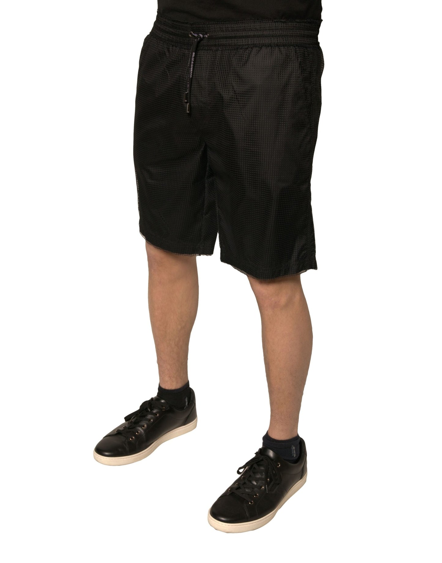 Dolce & Gabbana Black Polyester Jersey Mid Waist Shorts - IT48 | M