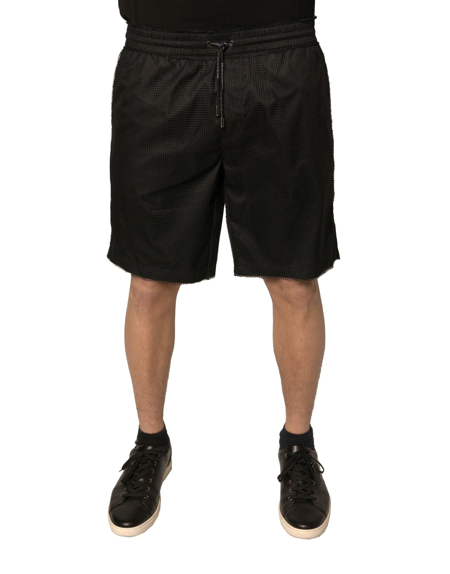 Dolce & Gabbana Black Polyester Jersey Mid Waist Shorts - IT48 | M