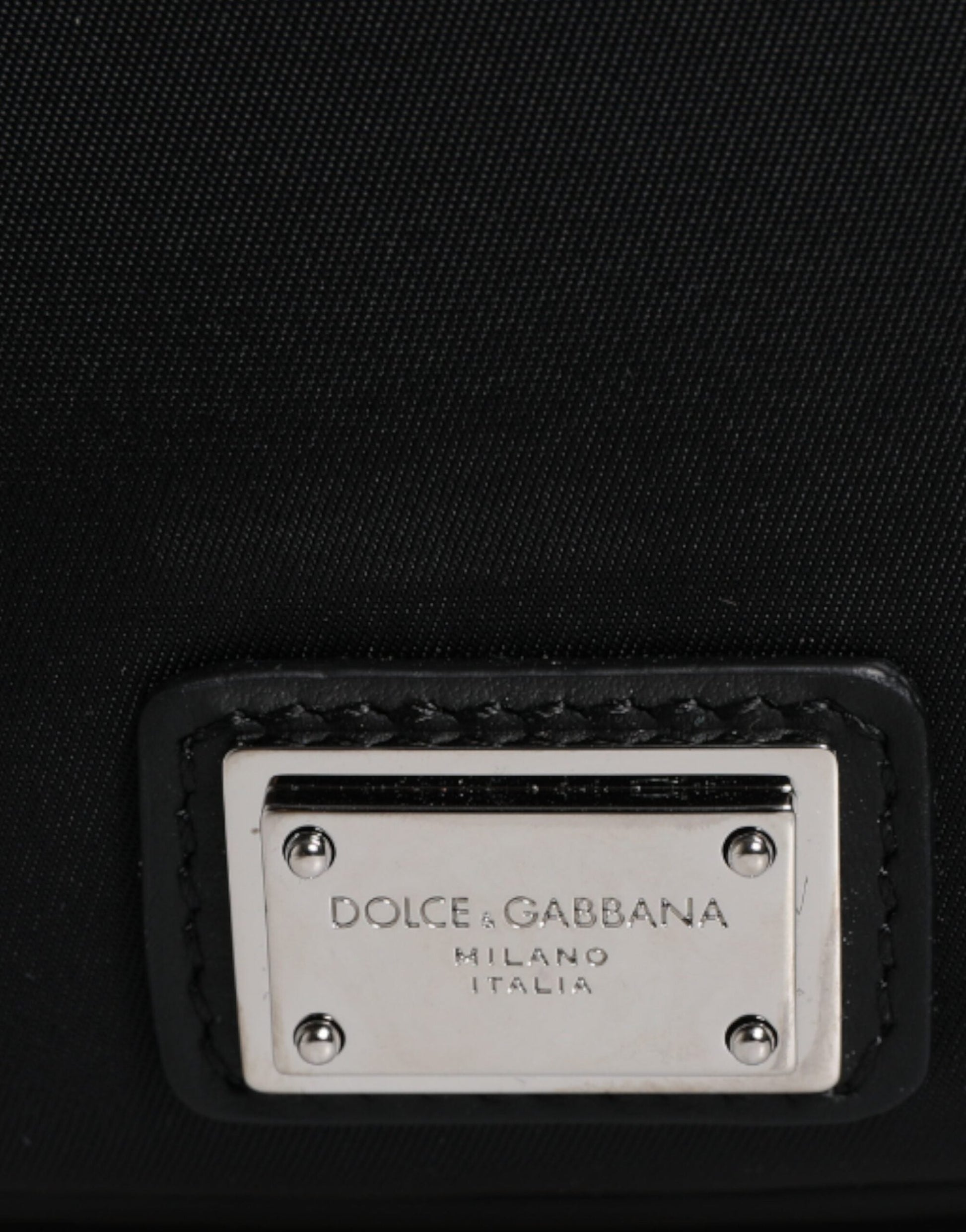 Dolce & Gabbana Black Polyester Logo Plaque Belt Waist Men Fanny Pack Bag