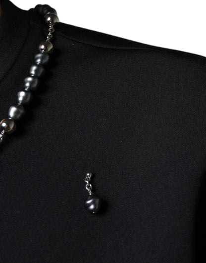 Dolce & Gabbana Black Polyester Necklace Embellished T-shirt - IT48 | M