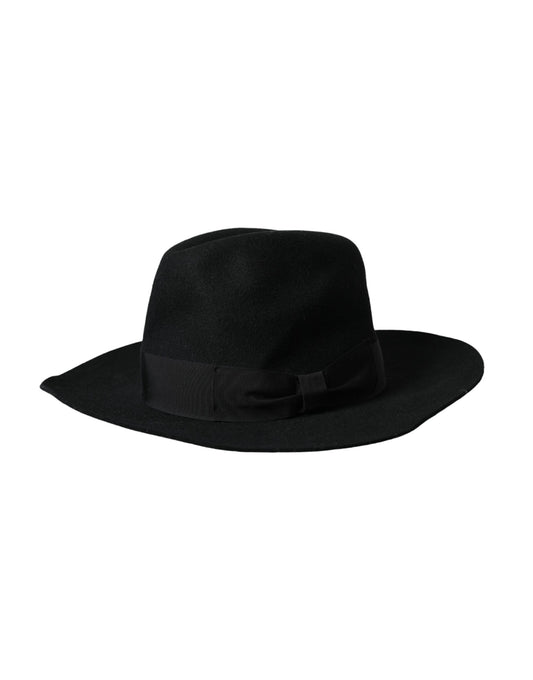 Dolce & Gabbana Black Rabbit Fedora Trilby Women Hat - 57 cm|S