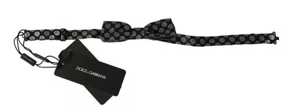 Dolce & Gabbana Black Silk Circles Men Necktie Bow Tie