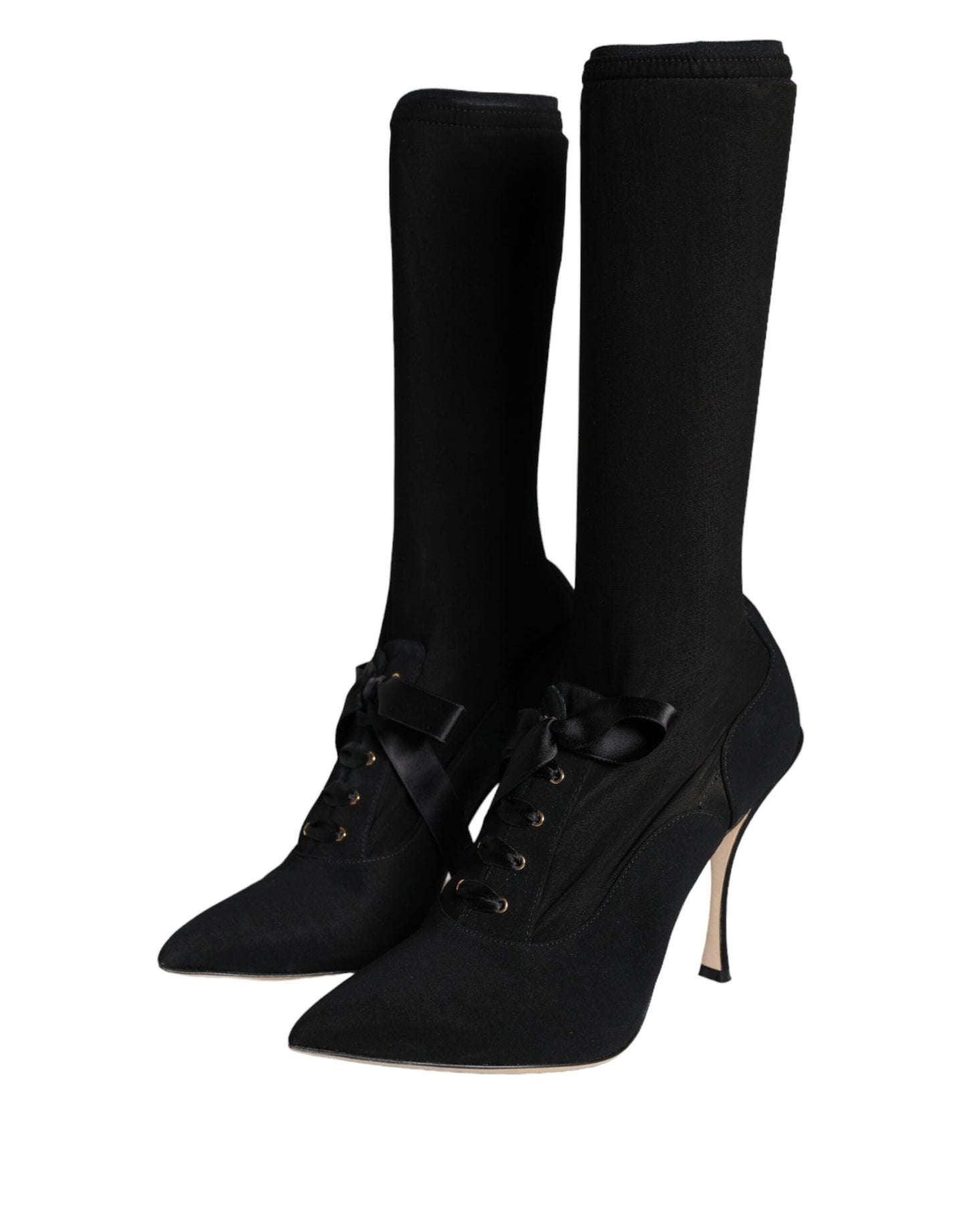 Dolce & Gabbana Black Stiletto Heels Mid Calf Boots Shoes - EU38.5/US8