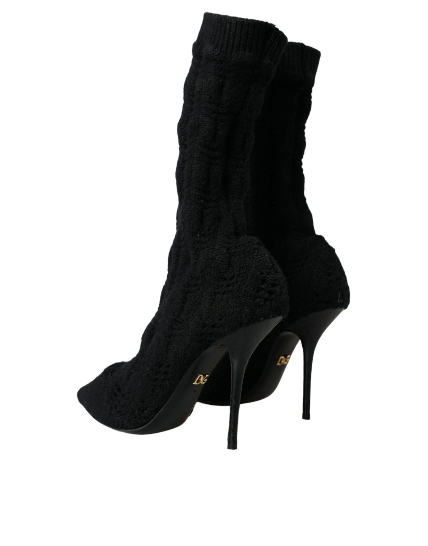 Dolce & Gabbana Black Stiletto Heels Mid Calf Boots Shoes - EU39/US8.5