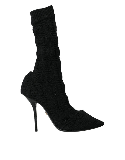 Dolce & Gabbana Black Stiletto Heels Mid Calf Boots Shoes - EU39/US8.5