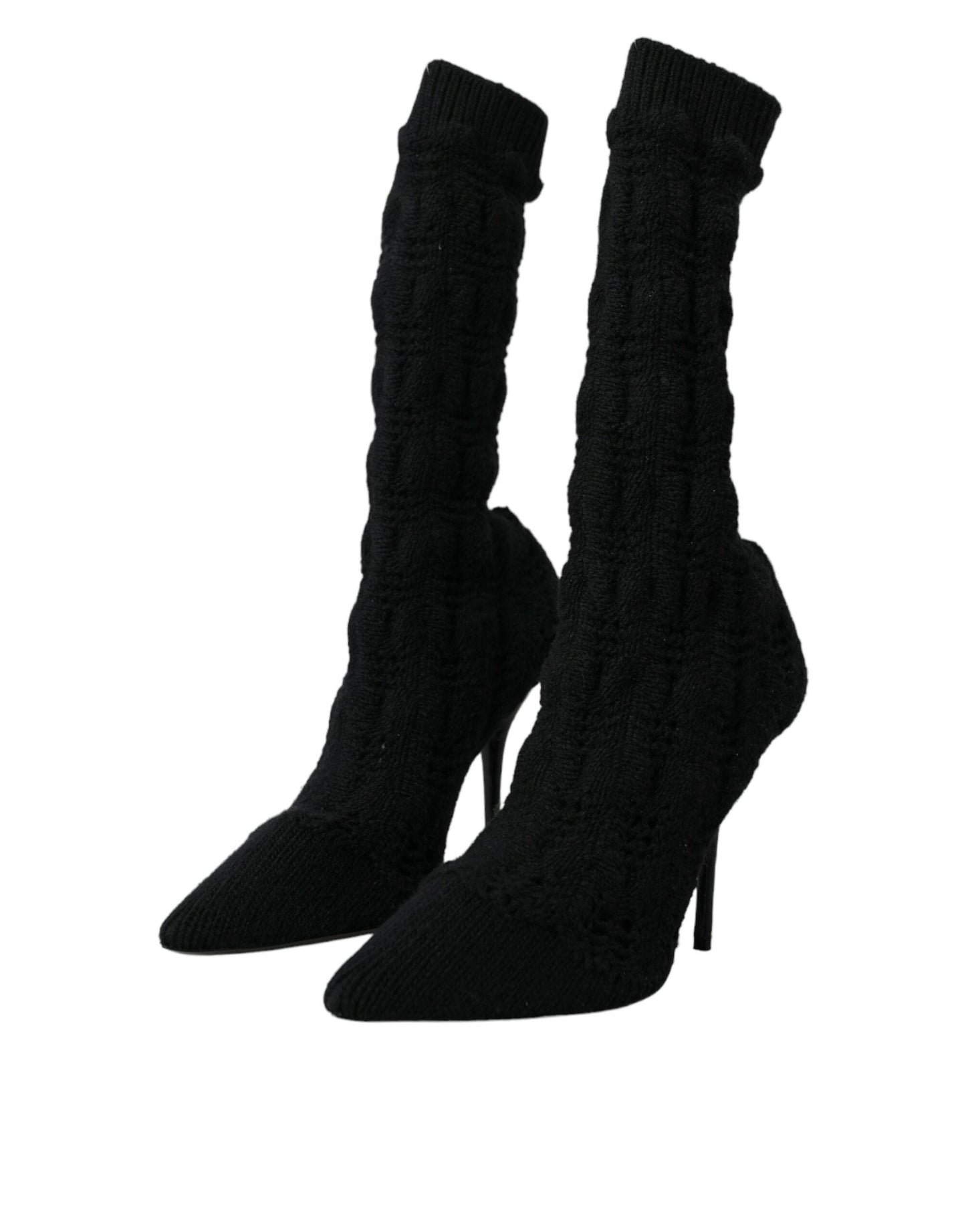 Dolce & Gabbana Black Stiletto Heels Mid Calf Boots Shoes - EU39/US8.5