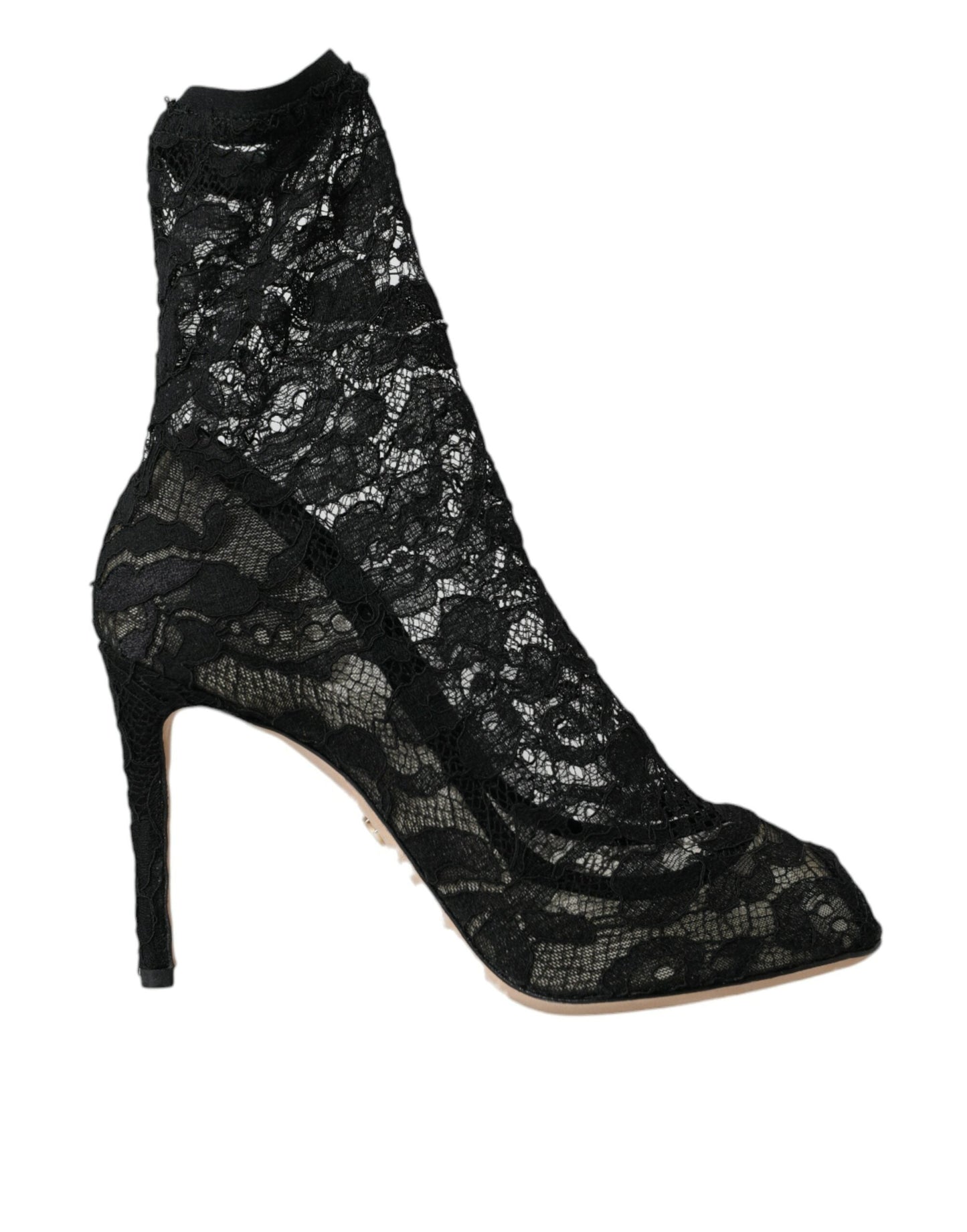 Dolce & Gabbana Black Stretch Taormina Lace Boots Shoes - EU37.5/US7