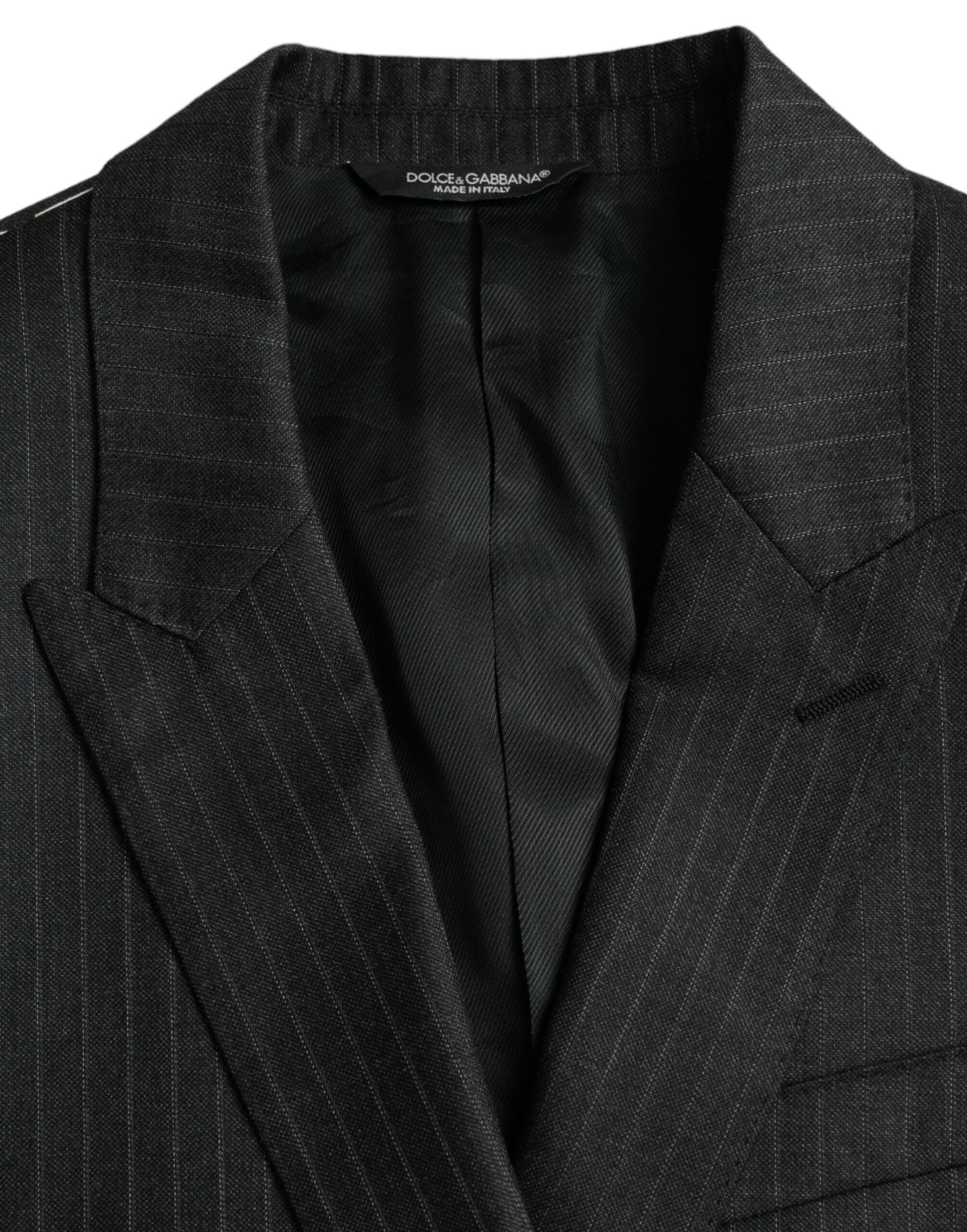 Dolce & Gabbana Black Stripe MARTINI Single Breasted Coat Blazer - IT46 | S