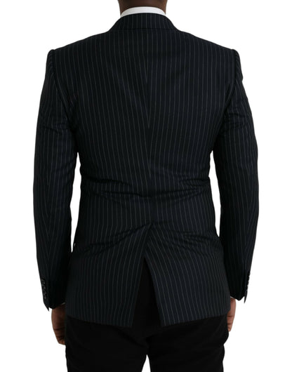 Dolce & Gabbana Black Stripe SICILIA Double Breasted Coat Blazer - IT46 | S