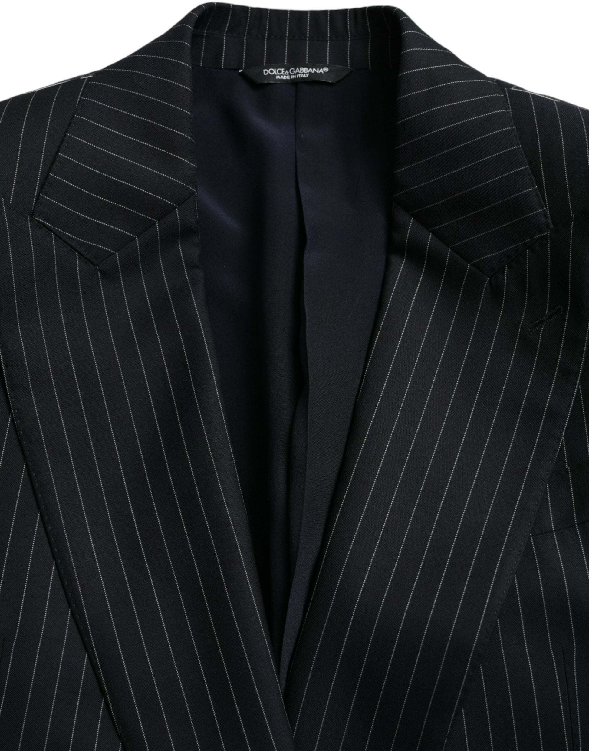 Dolce & Gabbana Black Stripe SICILIA Double Breasted Coat Blazer - IT46 | S