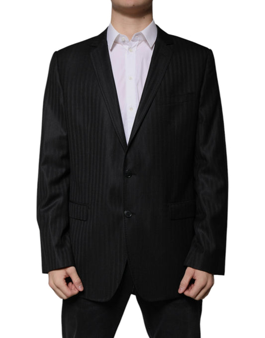 Dolce & Gabbana Black Stripe Wool Single Breasted Blazer - IT54 | XL