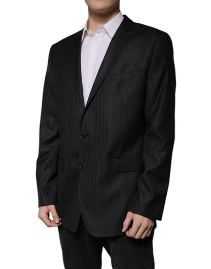 Dolce & Gabbana Black Stripe Wool Single Breasted Blazer - IT54 | XL