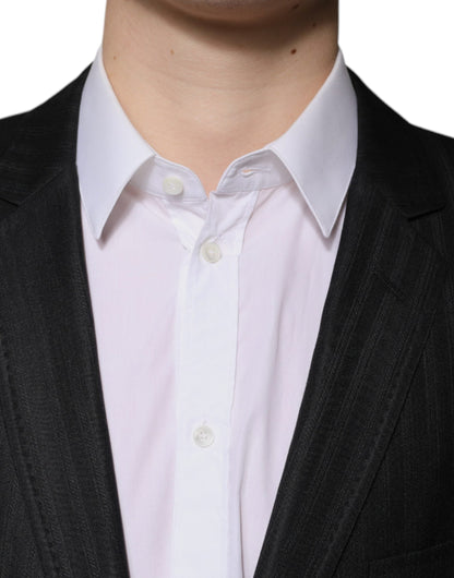 Dolce & Gabbana Black Stripe Wool Single Breasted Blazer - IT54 | XL